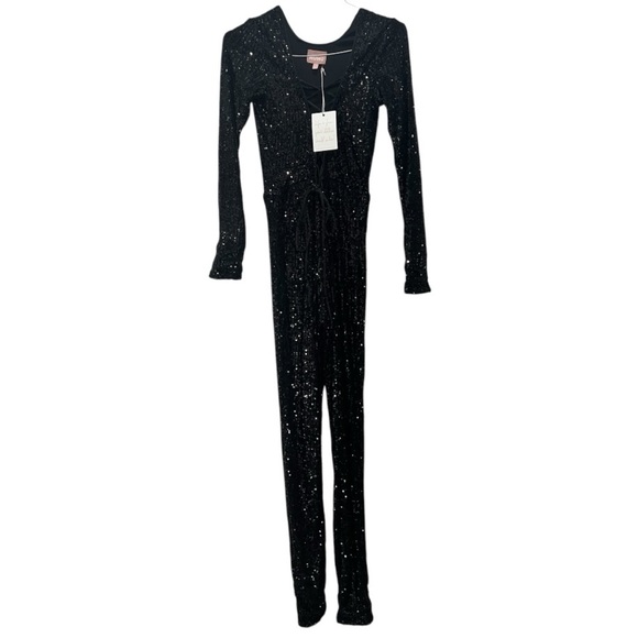 SHOW ME YOUR MUMU Kitty Catsuit in Midnight Glitz fully sequined size small NWT - Picture 8 of 16